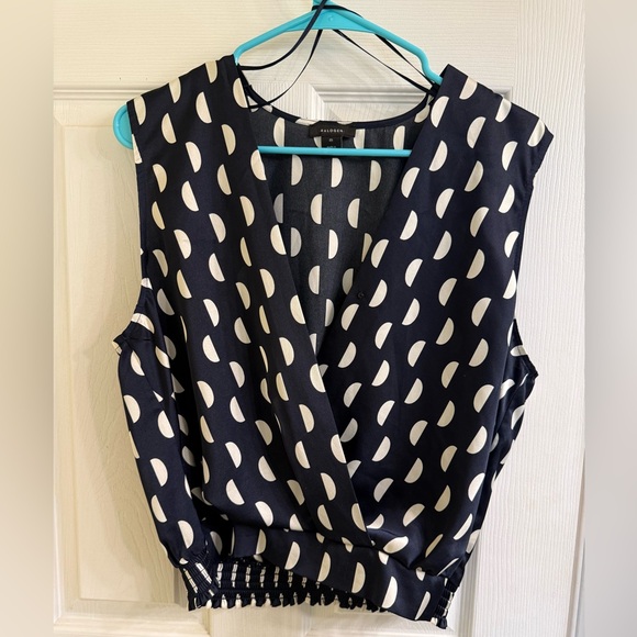 Halogen Tops - Navy and White Patterned Women's Top